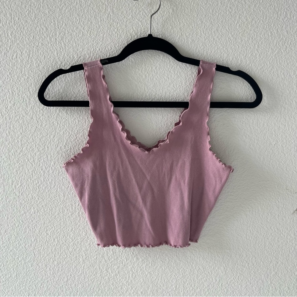 Mauve Scalloped Crop Top